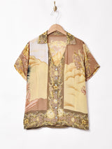 総柄 半袖 シアーシャツ