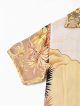 総柄 半袖 シアーシャツ