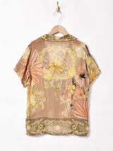 総柄 半袖 シアーシャツ