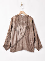 イタリア製 織り柄 装飾 長袖ブラウス