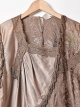 イタリア製 織り柄 装飾 長袖ブラウス