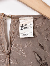 イタリア製 織り柄 装飾 長袖ブラウス