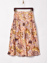 総柄 ベルト付き フレアスカート