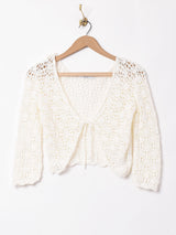 7分袖 クロシェカーディガン