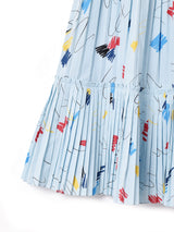 総柄 プリーツ ティアードスカート