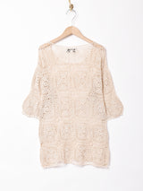 半袖クロシェトップス