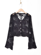 【3色展開】Meridian 刺繍 チュールカーディガン