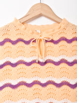 フリルネック 半袖セーター