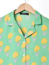 【2色展開】Meridian 花柄 オープンカラー半袖シャツ