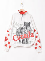 アニマルプリント ハーフジップスウェットシャツ