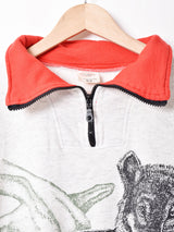 アニマルプリント ハーフジップスウェットシャツ