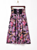 ウエストデザイン 花柄スカート