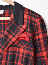 チェック ベルト付き ペプラムジャケット