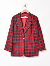 チェック ウール混テーラードジャケット