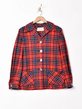 70’s チェック ウール オープンカラーシャツジャケット