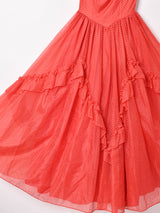 70's アメリカ製 GUNNESAX ドット柄 ロングドレス