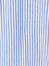 ストライプ ノーカラー 長袖ワンピース