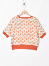 【2色展開】Meridianフラワーパターン 半袖ニットカーディガン