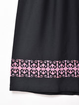 70’s 刺繍 半袖 マキシ丈ワンピース