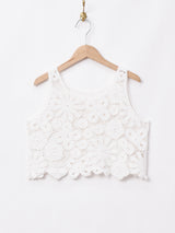 【2色展開】Elcaminoフラワークロシェ ノースリーブトップス