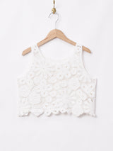 【2色展開】Elcaminoフラワークロシェ ノースリーブトップス