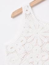 【2色展開】Elcaminoフラワークロシェ ノースリーブトップス