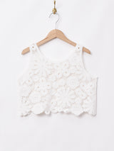 【2色展開】Elcaminoフラワークロシェ ノースリーブトップス