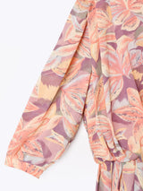 総柄 長袖ワンピース