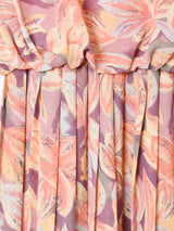 総柄 長袖ワンピース