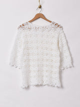 半袖クロシェトップス