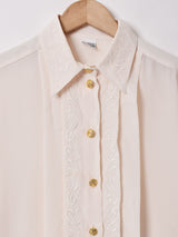 ゴールドボタン 刺繍 長袖シャツ