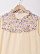 フリルカラー 長袖ワンピース