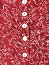 リーフ柄 フロントボタン スリーブレスワンピース