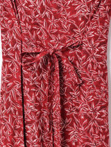 リーフ柄 フロントボタン スリーブレスワンピース