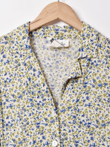 小花柄 オープンカラー スリーブレスワンピース