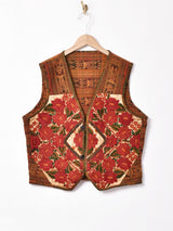花刺繍 織りベスト