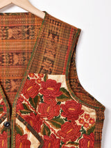 花刺繍 織りベスト