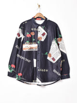 総柄 長袖シャツ