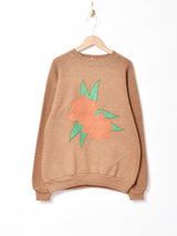 花パッチ 後染め スウェットシャツ