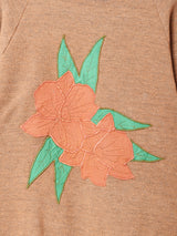 花パッチ 後染め スウェットシャツ