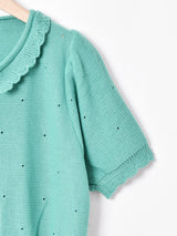 【2色展開】Meridianフリルカラ— 半袖 ニットトップス