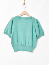 【2色展開】Meridianフリルカラ— 半袖 ニットトップス