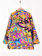 マルチカラー 総柄 シルクジャケット
