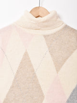 アーガイル柄 タートルネックセーター