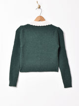 【2色展開】Meridian 襟付き パフスリーブ リブカーディガン