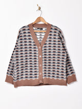 【2色展開】Meridian 幾何学柄 カーディガン