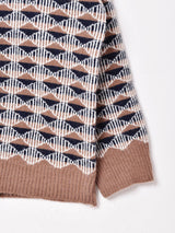 【2色展開】Meridian 幾何学柄 カーディガン