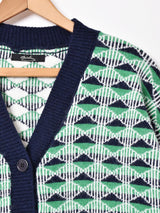 【2色展開】Meridian 幾何学柄 カーディガン