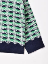 【2色展開】Meridian 幾何学柄 カーディガン