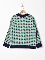 【2色展開】Meridian 幾何学柄 カーディガン